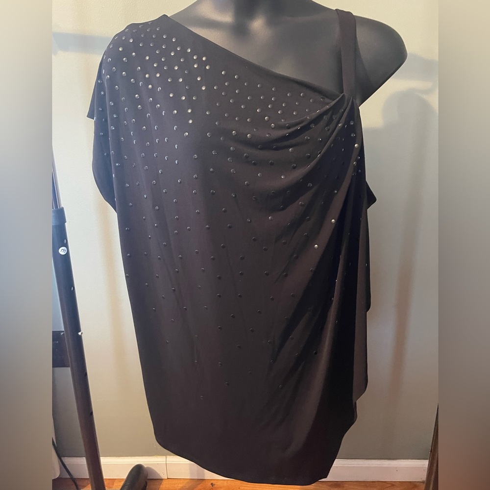 Lane Bryant one shoulder embellished swing top